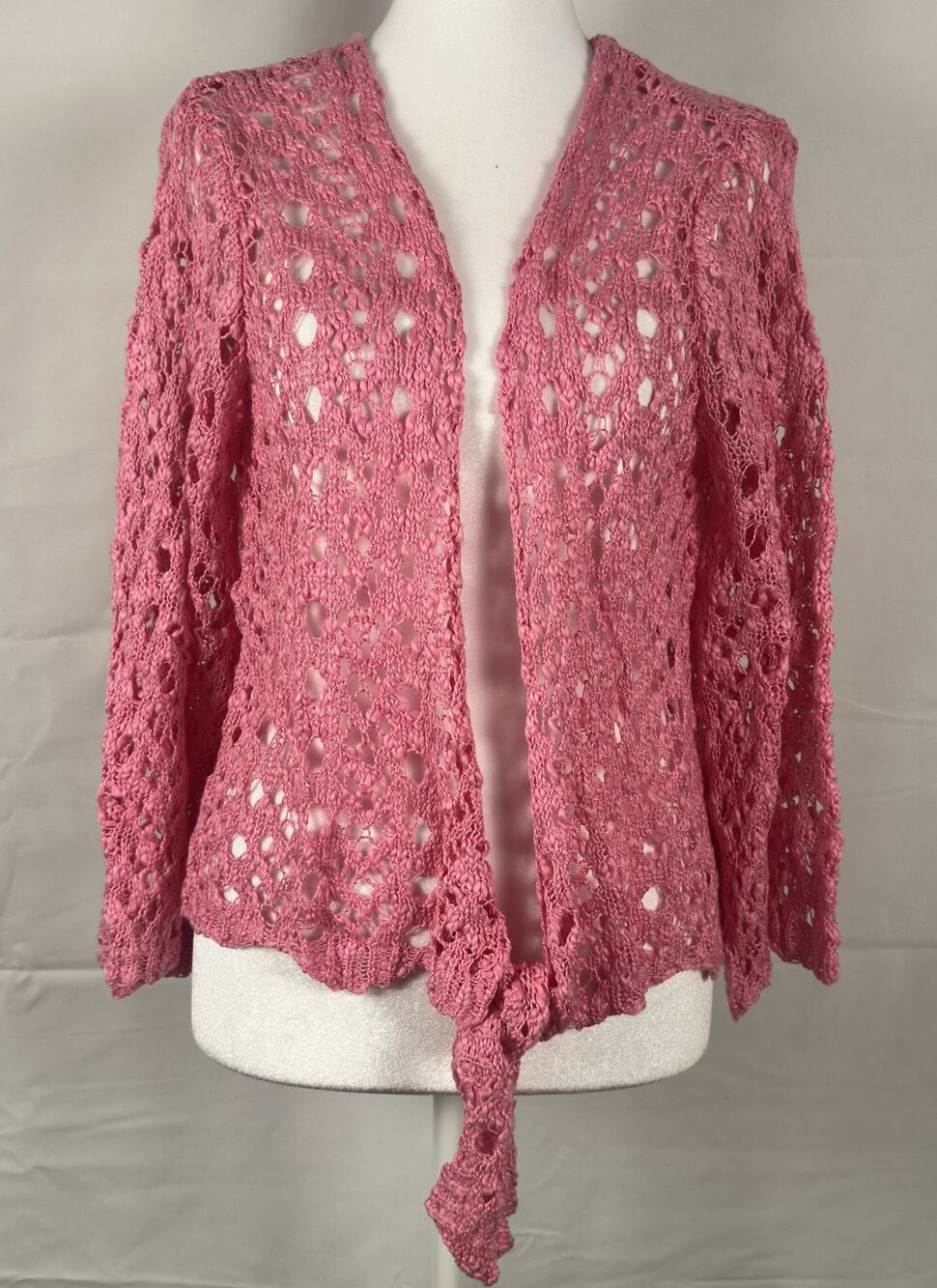 HEYSON NWT Pink Crochet Lace Cardigan – Boho Open Knit – Size Medium